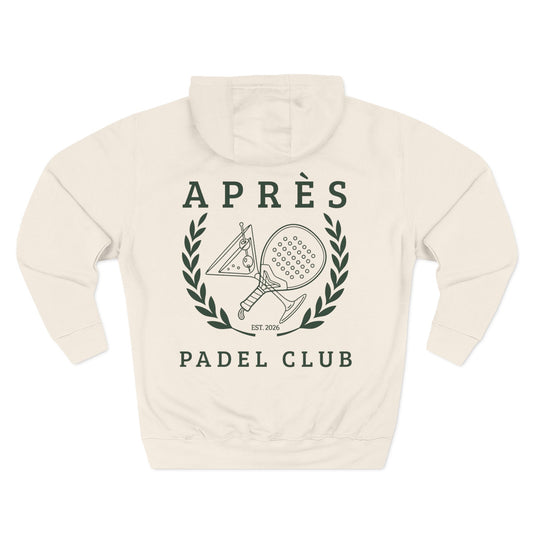 Padel Club Hoodie Beige hoodie with 'Aps Padel Club' design on a white background