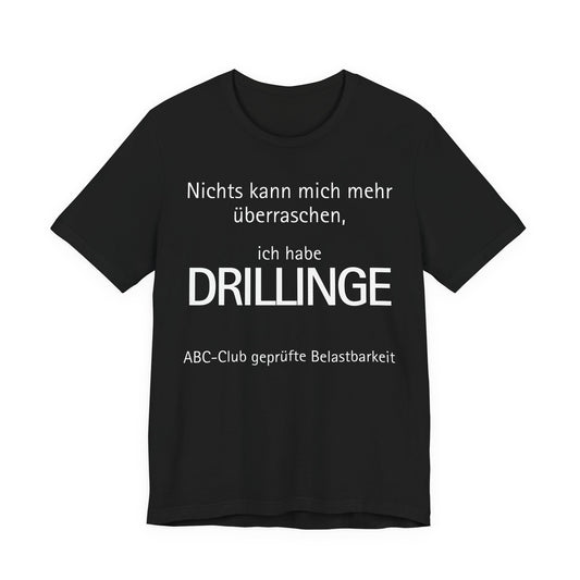 Geschenk für Drillinge Black t-shirt with white text on a white background