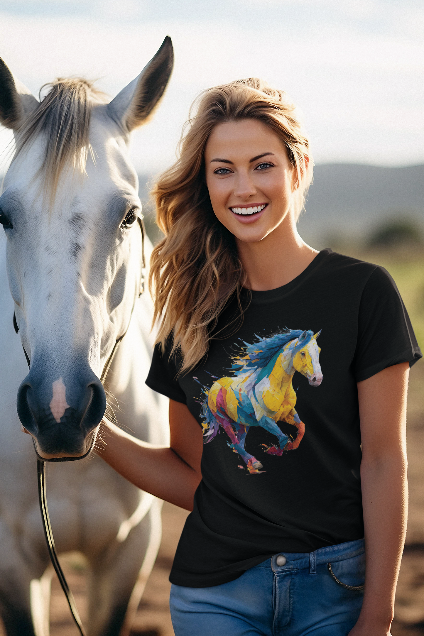 Vibrant Galloping Horse Tee | True Love for Horse T-Shirt, Gift for Horse Lovers, Unisex Tee, Casual Wear, Birthday Gift, Animal Lover Apparel