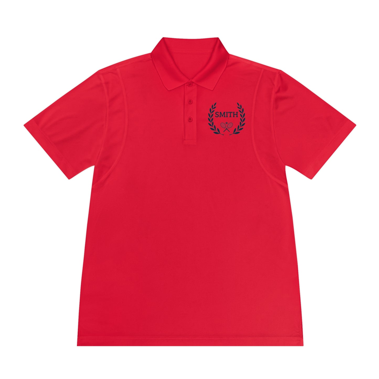 Custom tennis shirt Red polo shirt with a logo on a white background