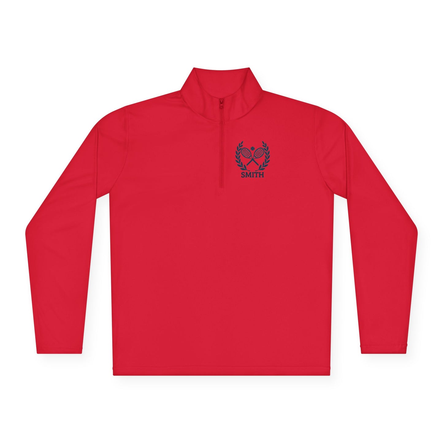 Personalized women tennis sweater Red long-sleeve shirt with number 21 on a white background