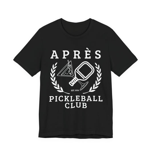 Funny Pickleball Shirt Black t-shirt with white text on a white background