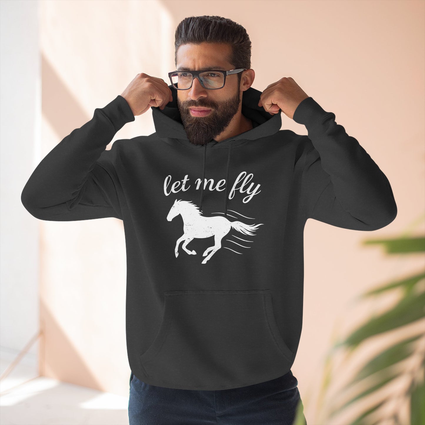 Let me fly and funny quote, Horse Lovers, Warm Love Hoodie, Cozy Fleece Sweatshirt, Perfect Gift for him and her, Casual Everyday Wear and horse back riding