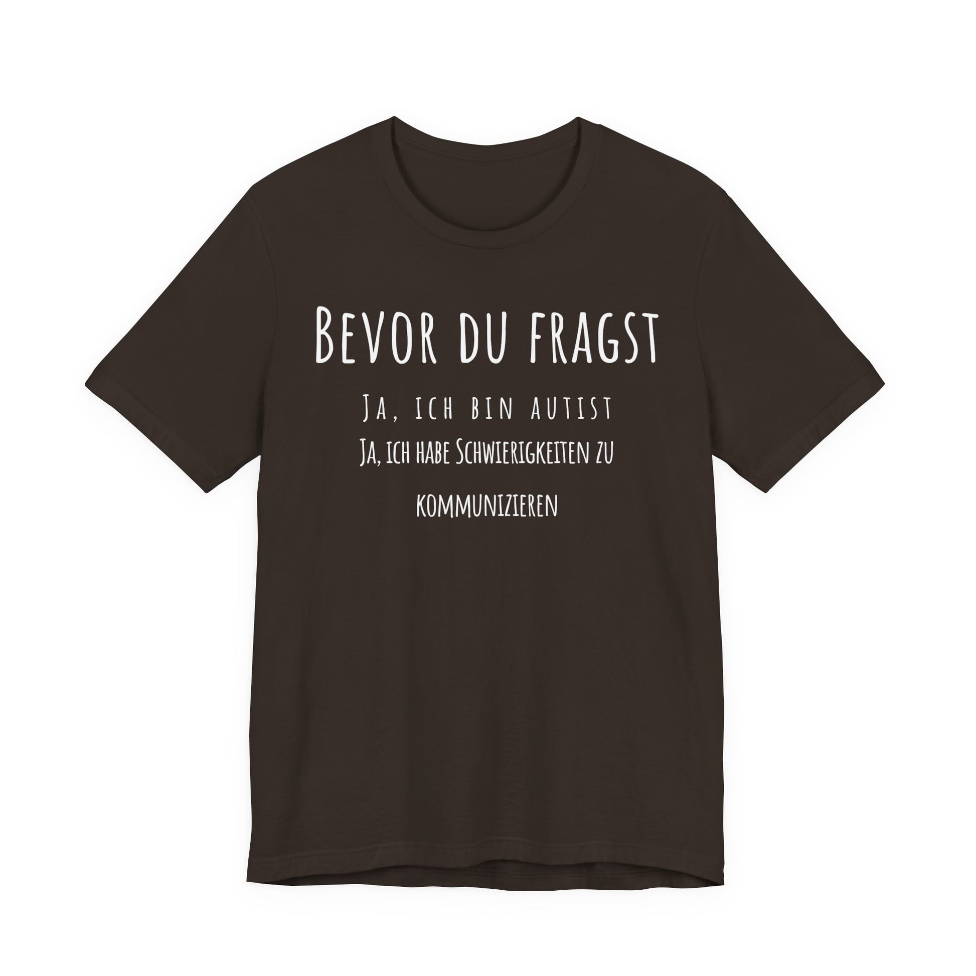 Black t-shirt with white text on a white background