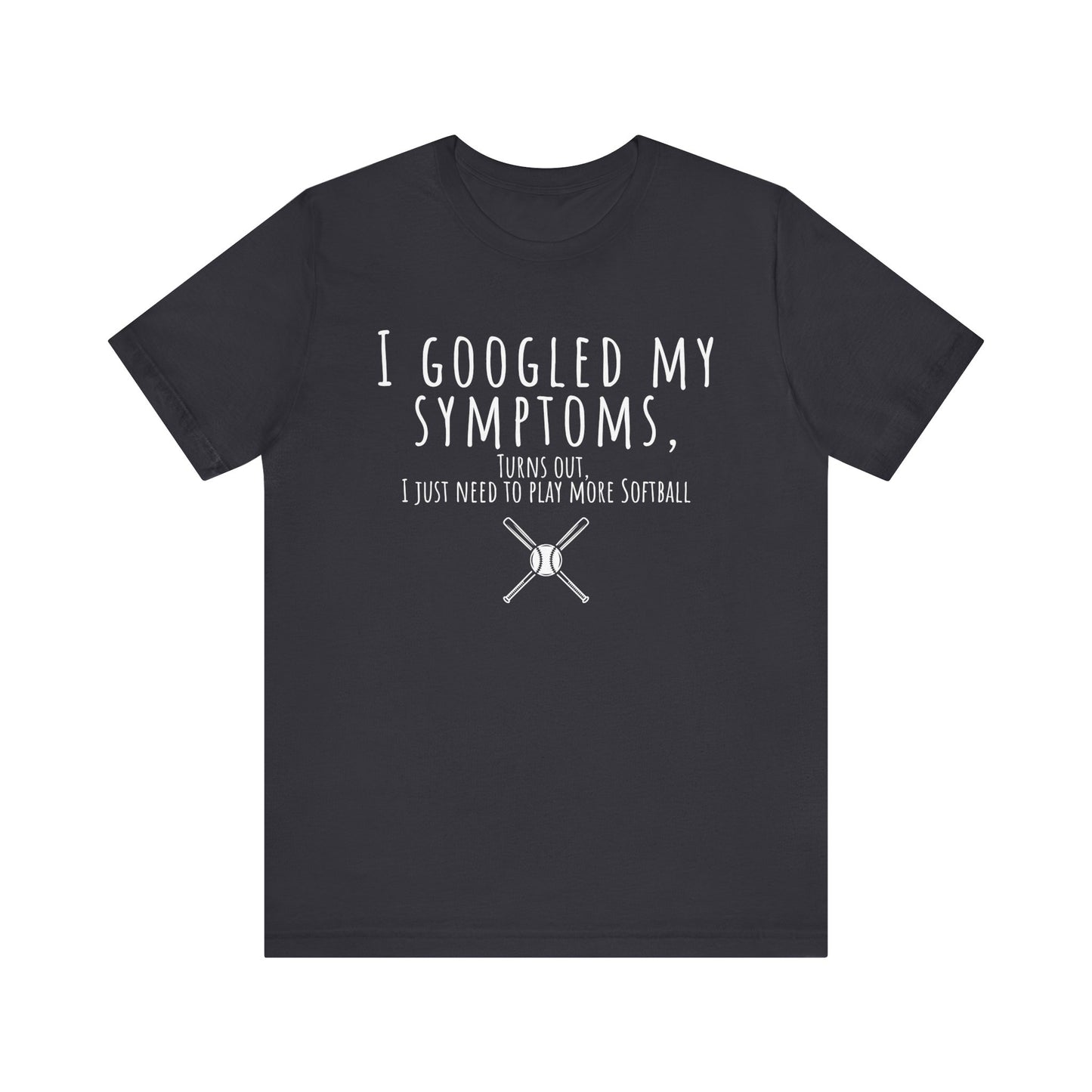 Black t-shirt with white text and softball graphics on a white background