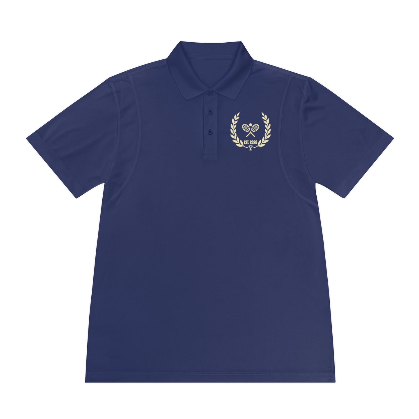 Tennis Polo Women Navy blue polo shirt with a logo on the chest against a white background