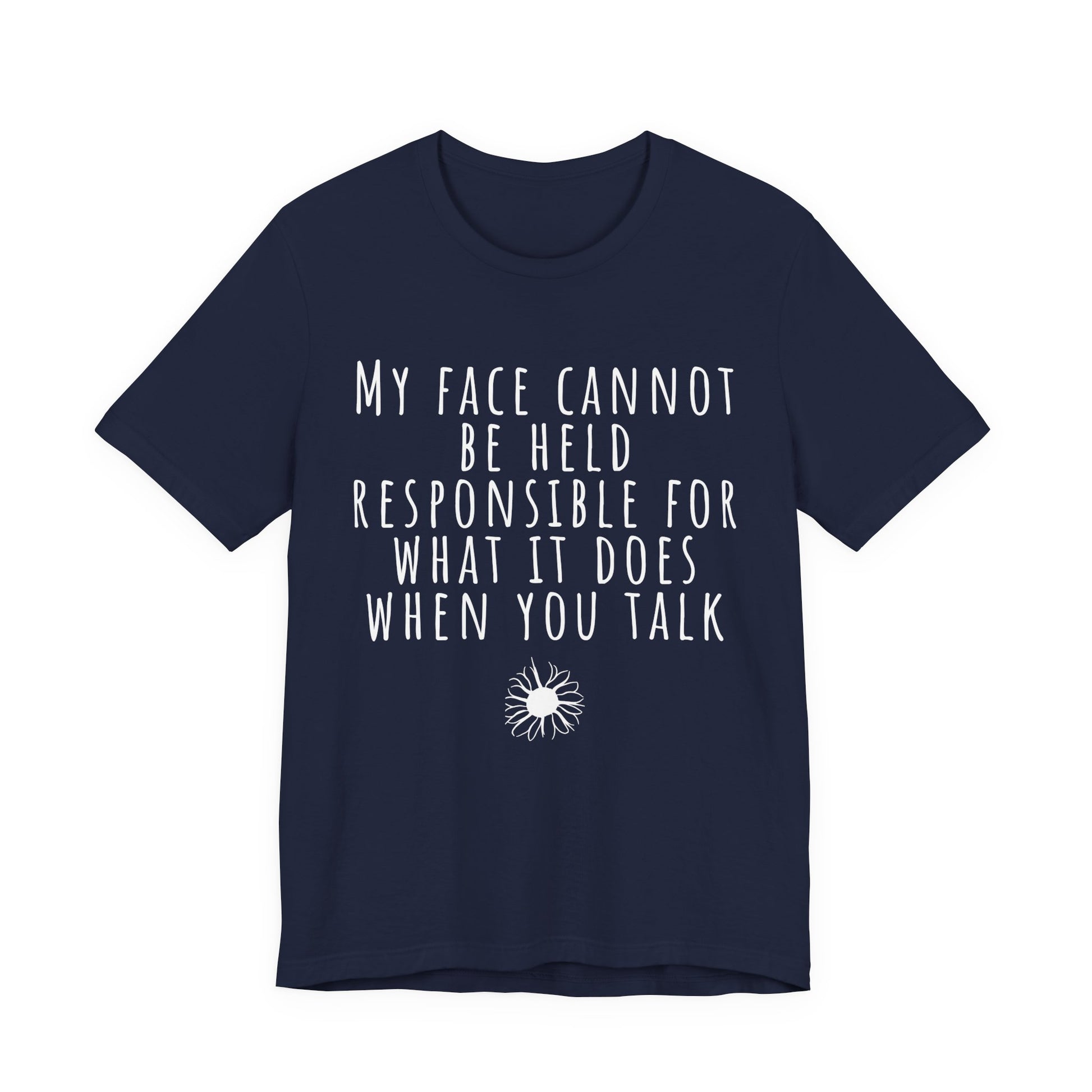 Black t-shirt with white mountain graphic and text on a white background