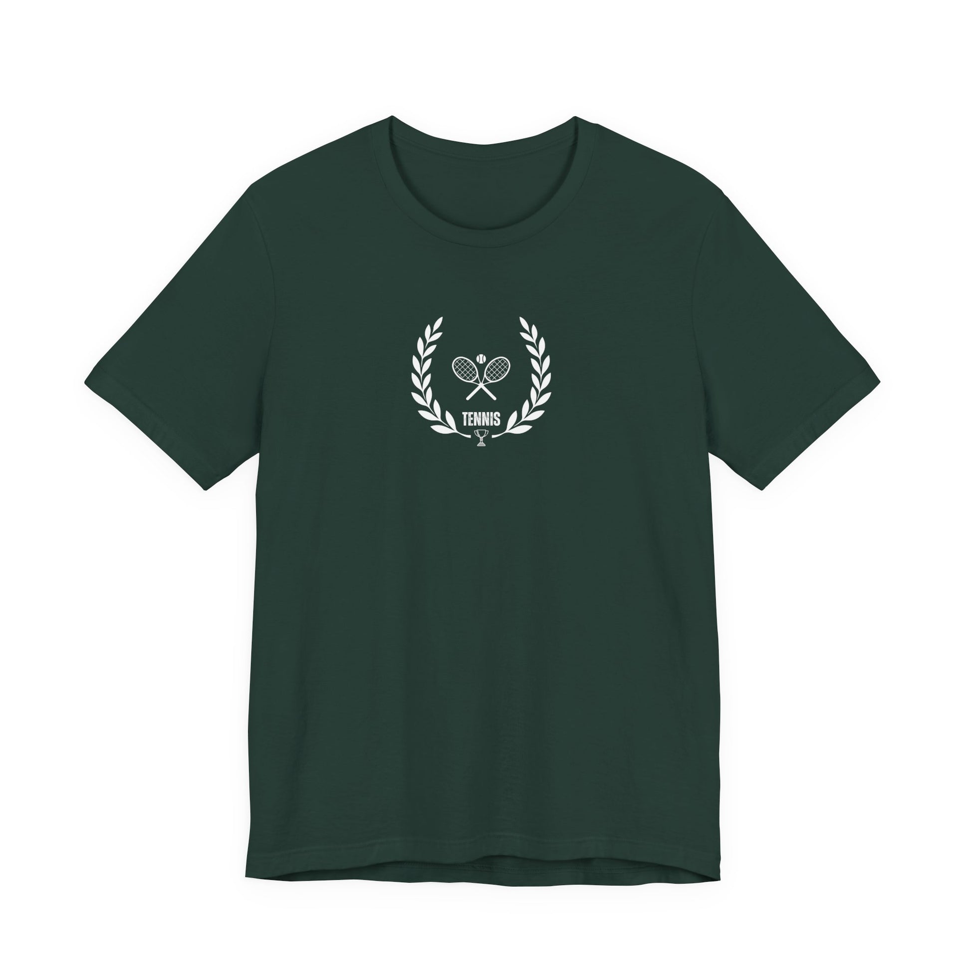 Navy blue t-shirt with white text on a white background