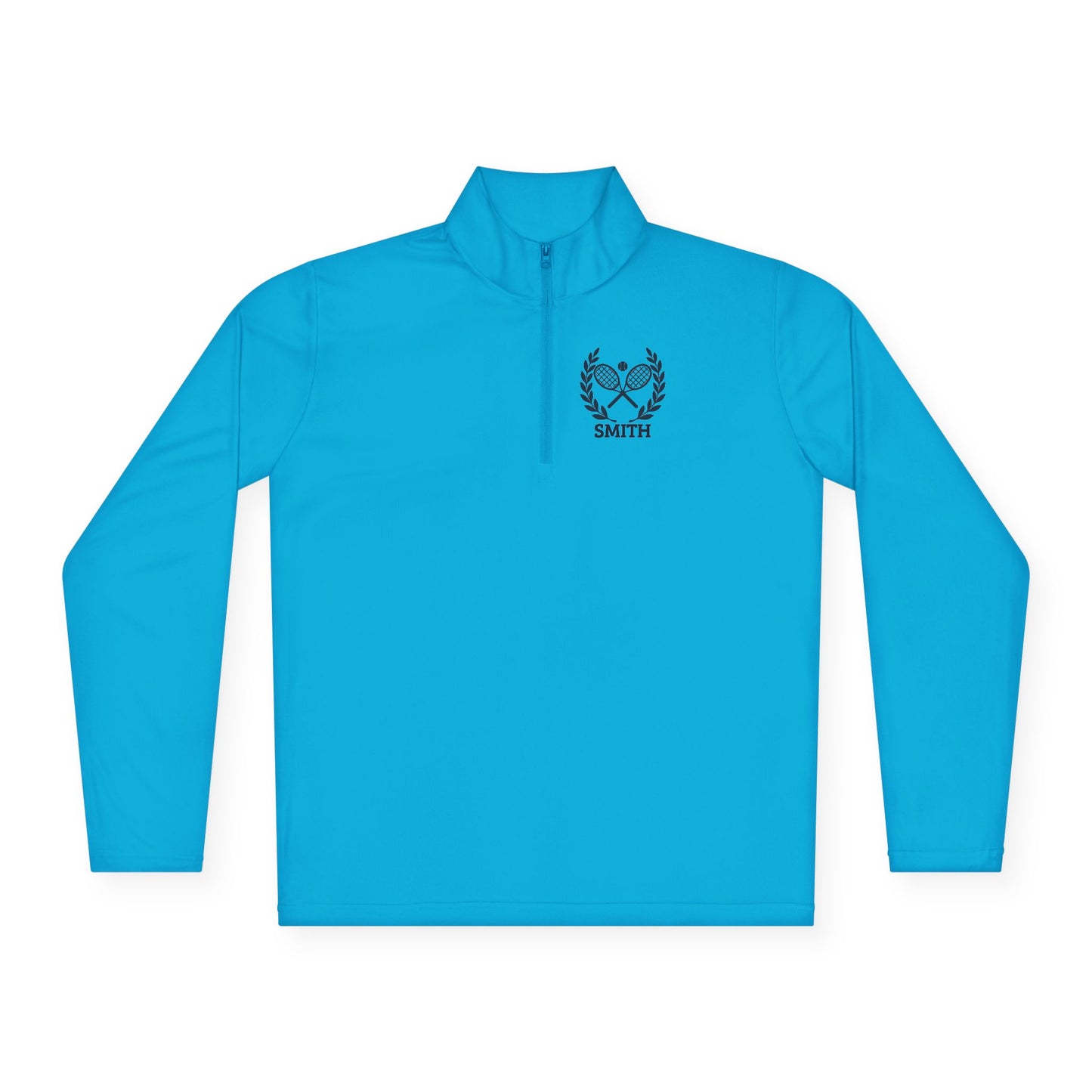 Personalized women tennis sweater Blue long-sleeve shirt with a logo and text on a white background