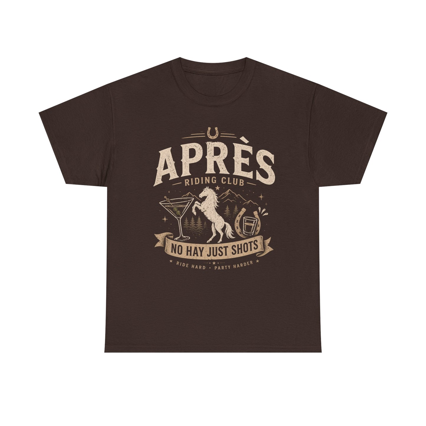 Horse Ridinng Shirts Brown t-shirt with white graphic and text on a white background