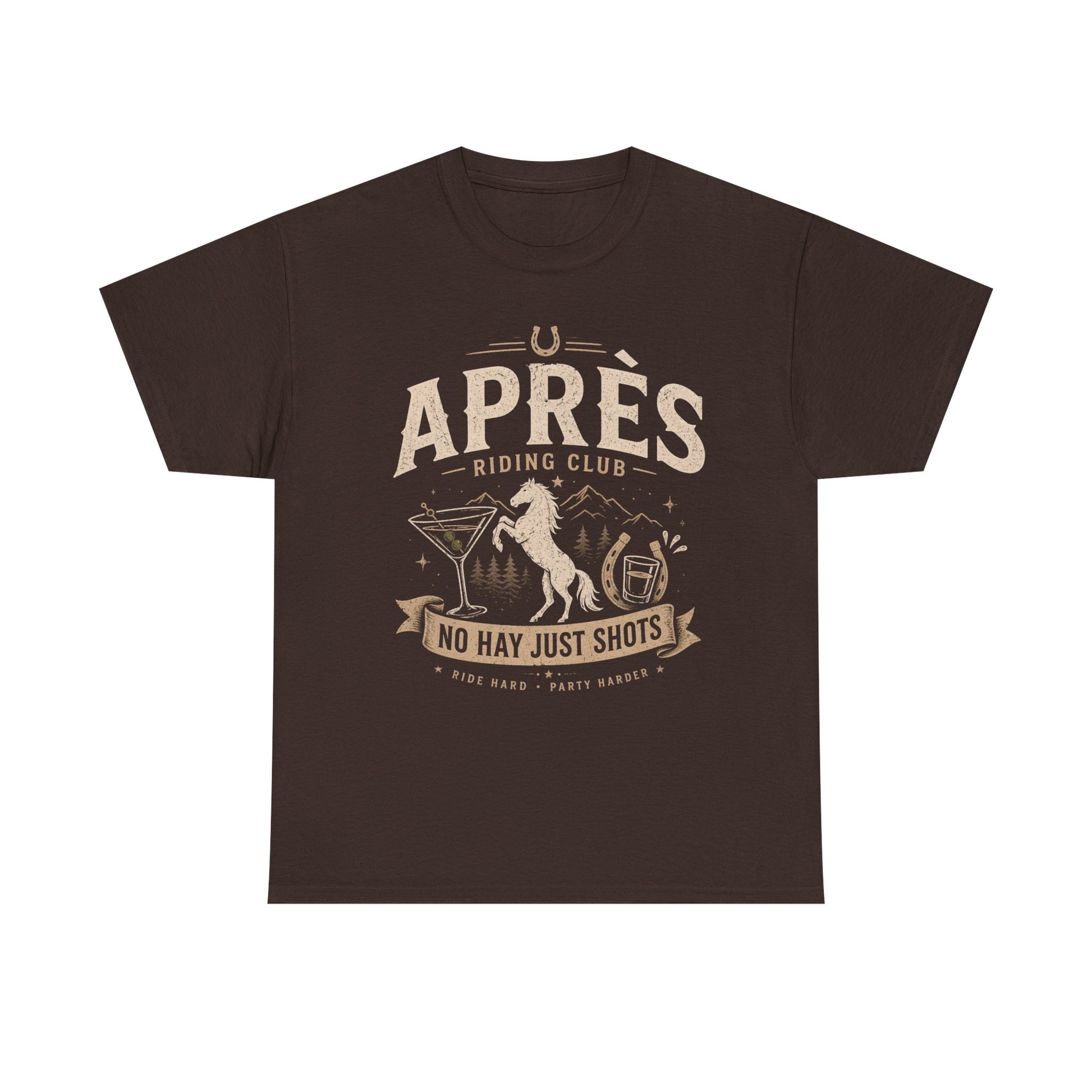 Horse Ridinng Shirts Brown t-shirt with white graphic and text on a white background