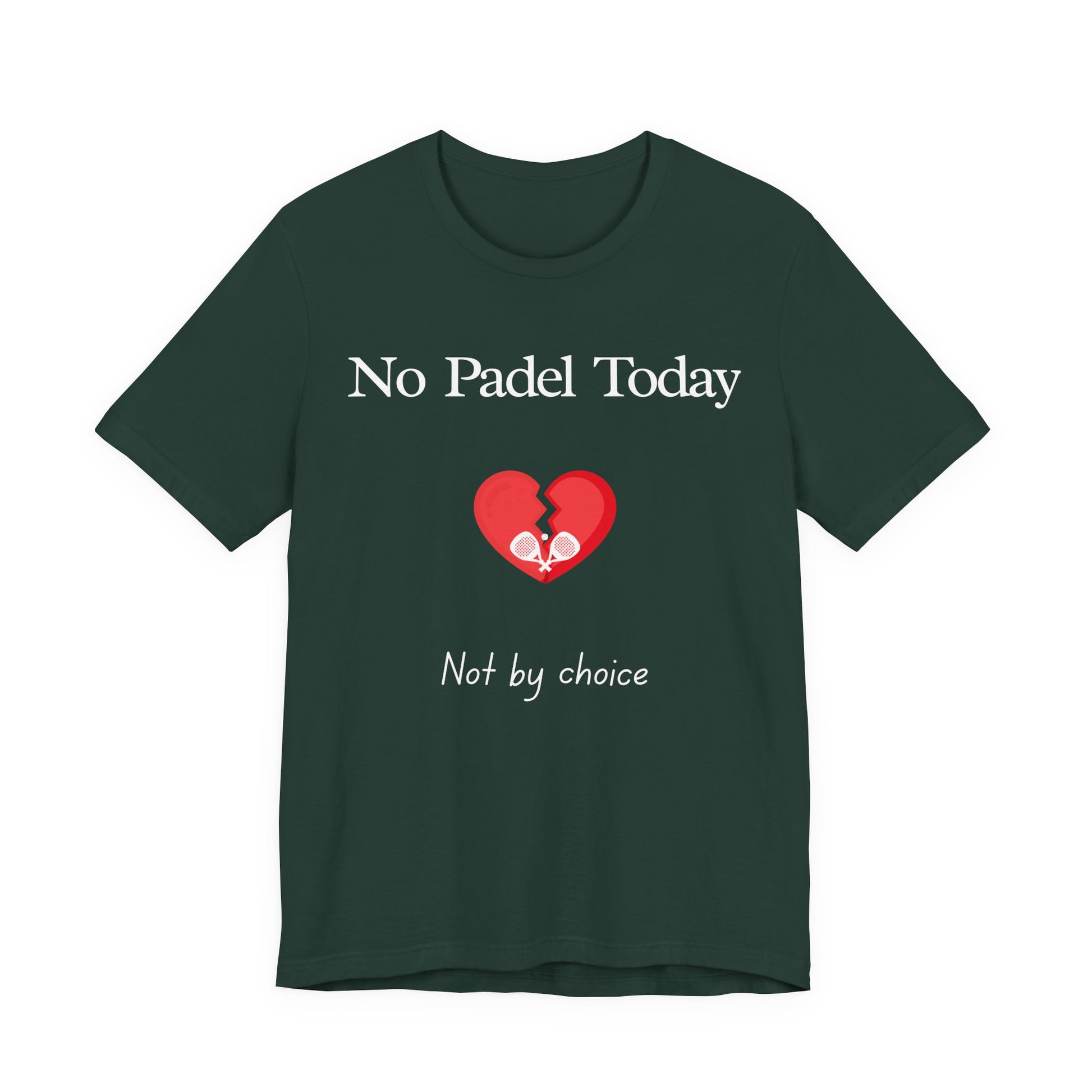 Padel Gift Dark green t-shirt with a red heart and text on a white background
