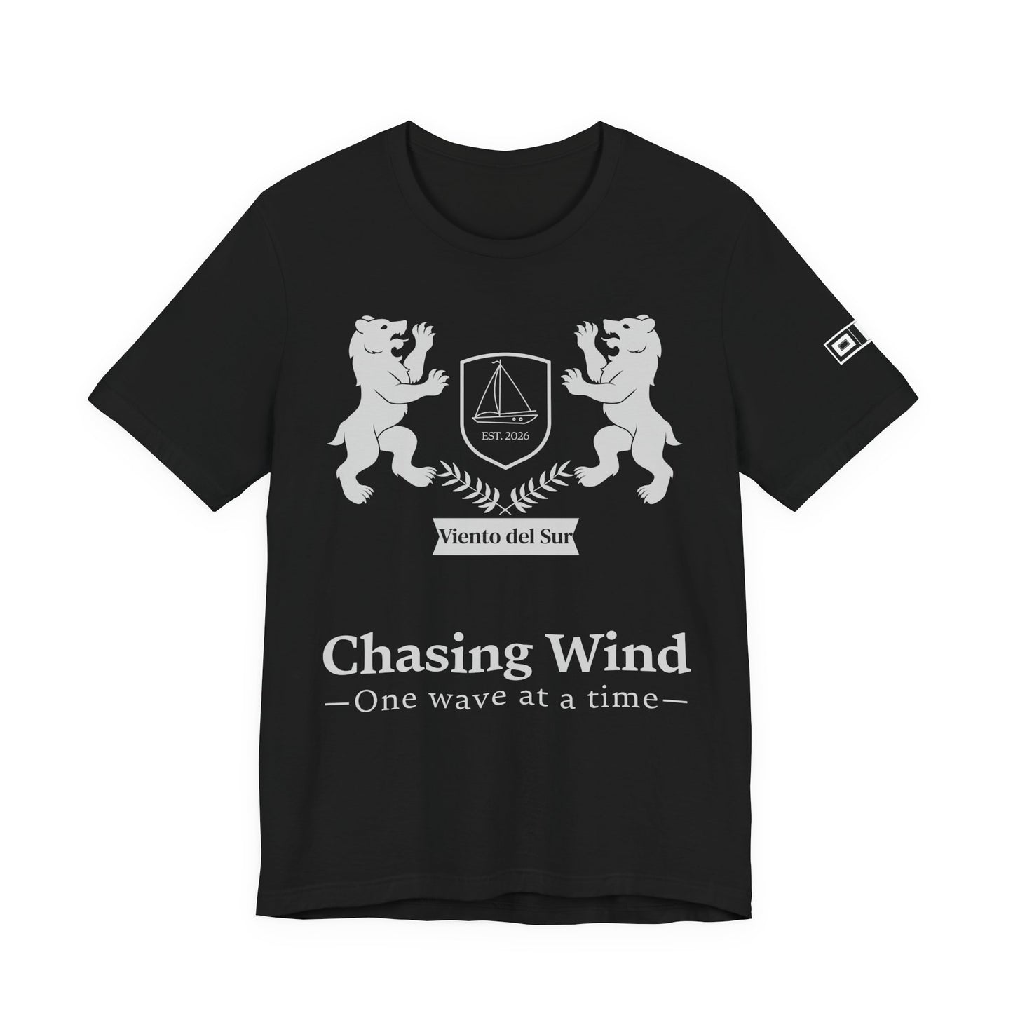 Sailing Boat T Shirt Gray t-shirt with 'Observers Observing Observers' text in red, white, and purple on a white background