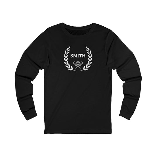 long sleeve tennis shirt Black long-sleeve shirt with a skull and floral design on a white background