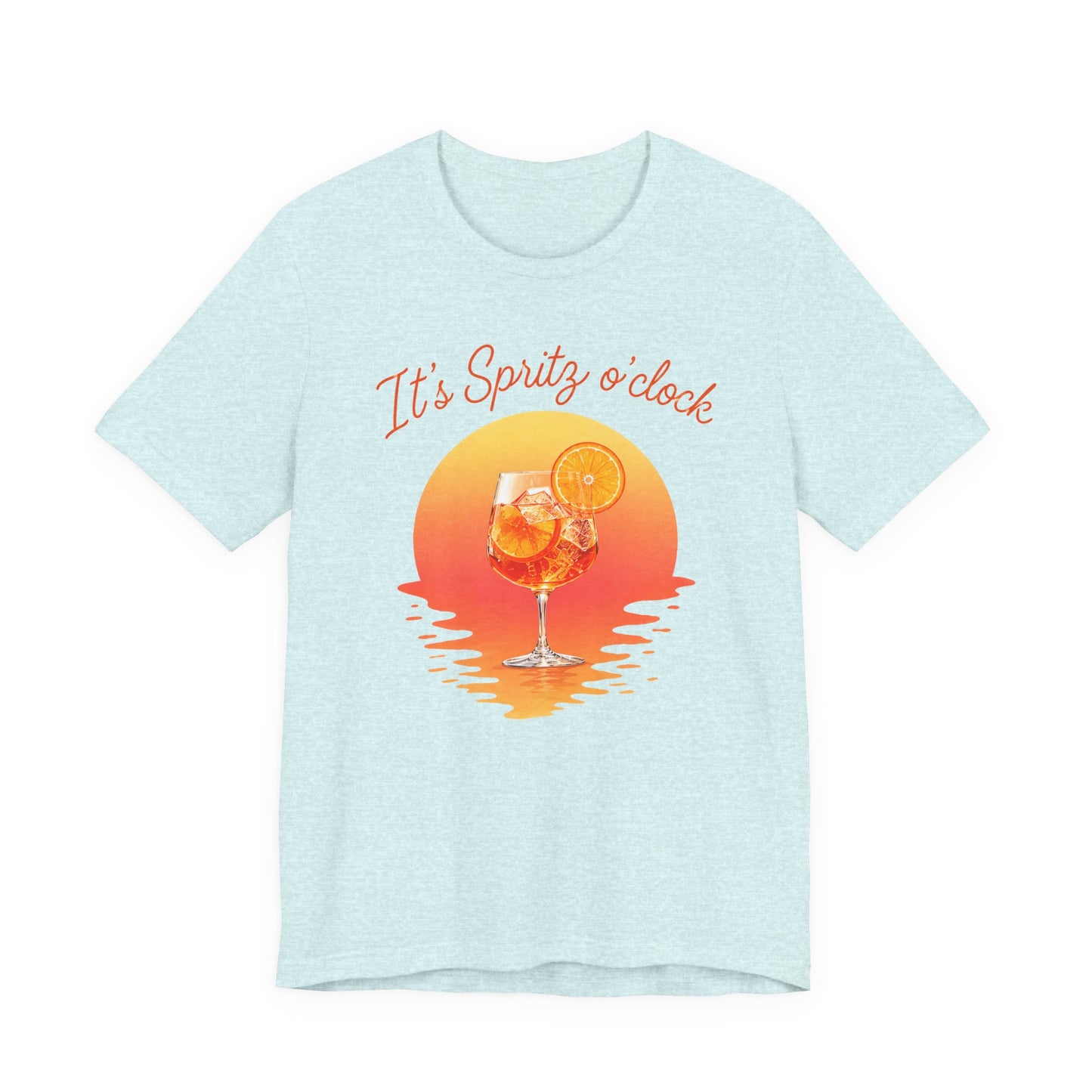 Aperol T-Shirt Light blue t-shirt with a graphic of a Spritz cocktail and 'It's Spritz o'clock' text on a white background