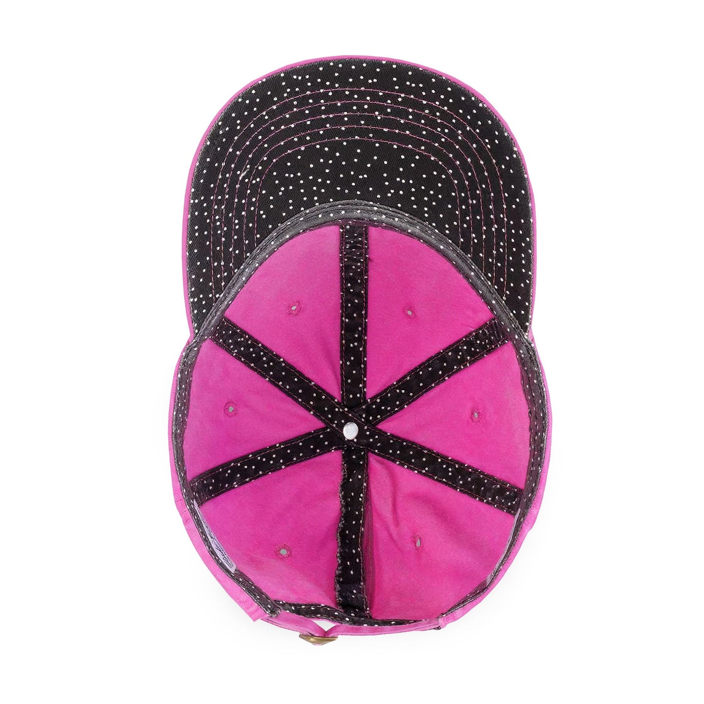 Tennis cap for women Pink and black cap with rhinestone embellishments on a white background