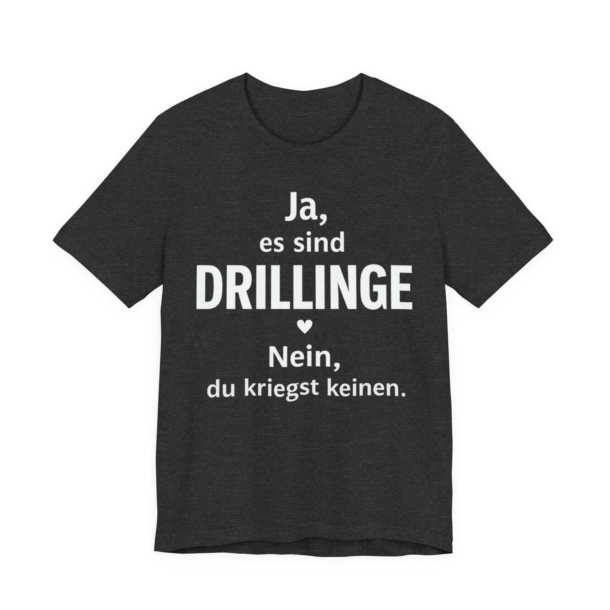 T-Shirt für Drillingseltern Black t-shirt with white text on a white background
