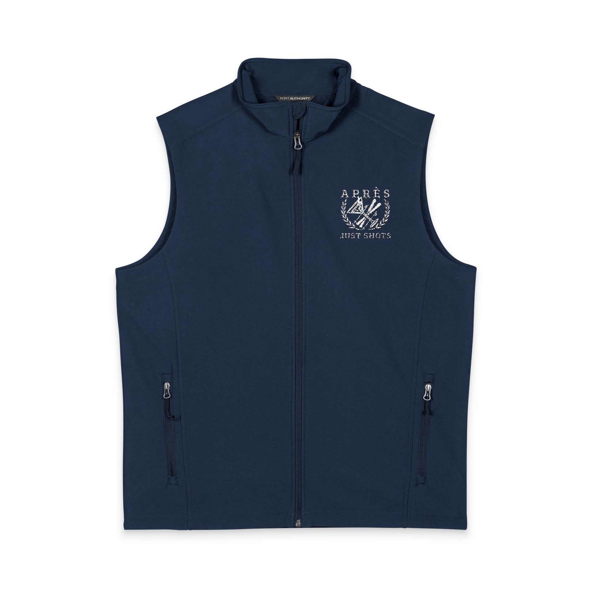 Apres Ski Sofstell Vest Black vest with a logo on a white background