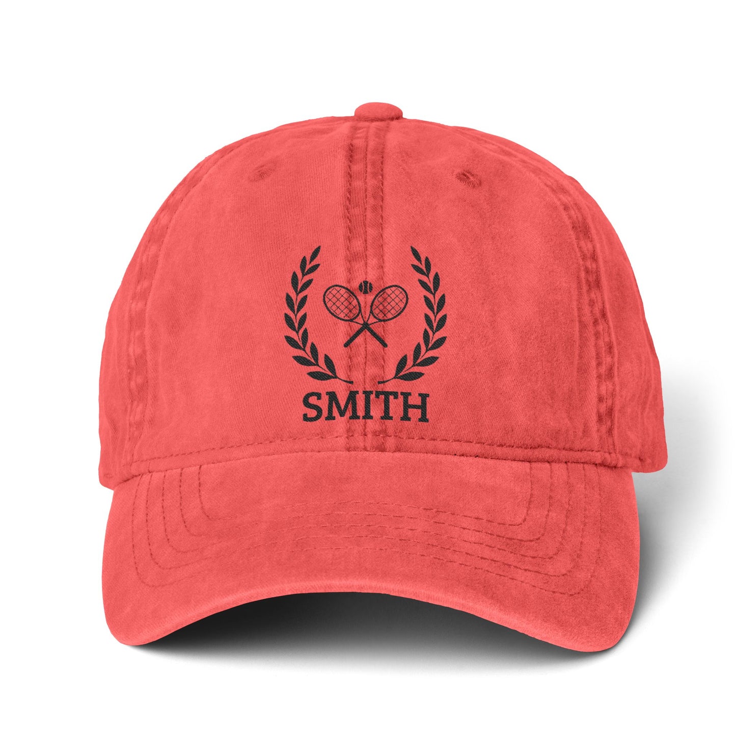 Tennis cap for women Red cap with 'Tennis Mama' text and graphics on a white background