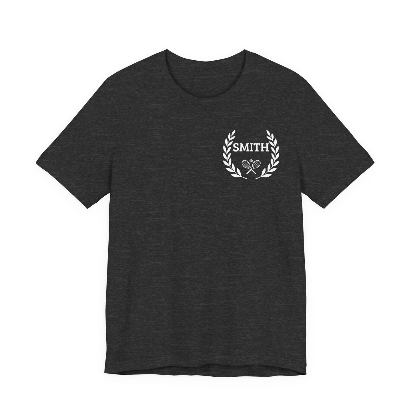 Unique gifts for tennis players Black t-shirt with a white logo on a white background
