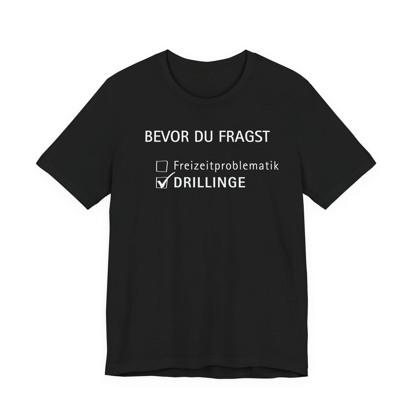 Gift for Triplets Black t-shirt with white text on a white background