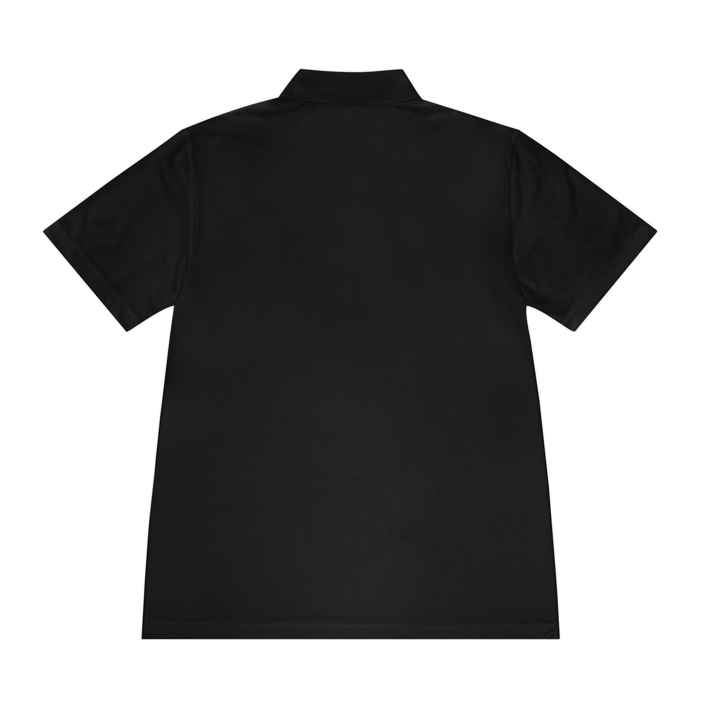 Black polo shirt on a white background