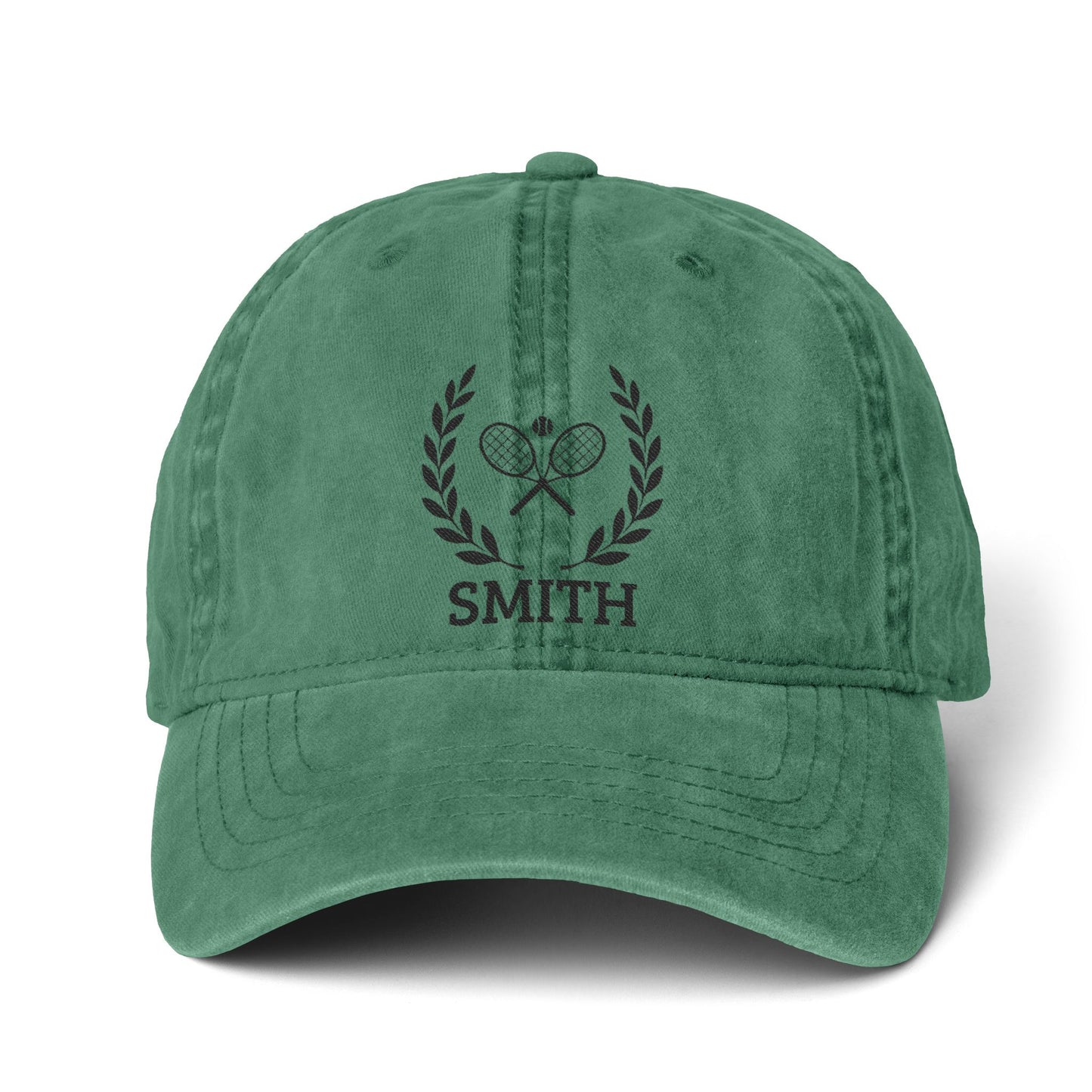 Tennis cap for women Green cap with 'Tennis Mama' text and graphics on a white background