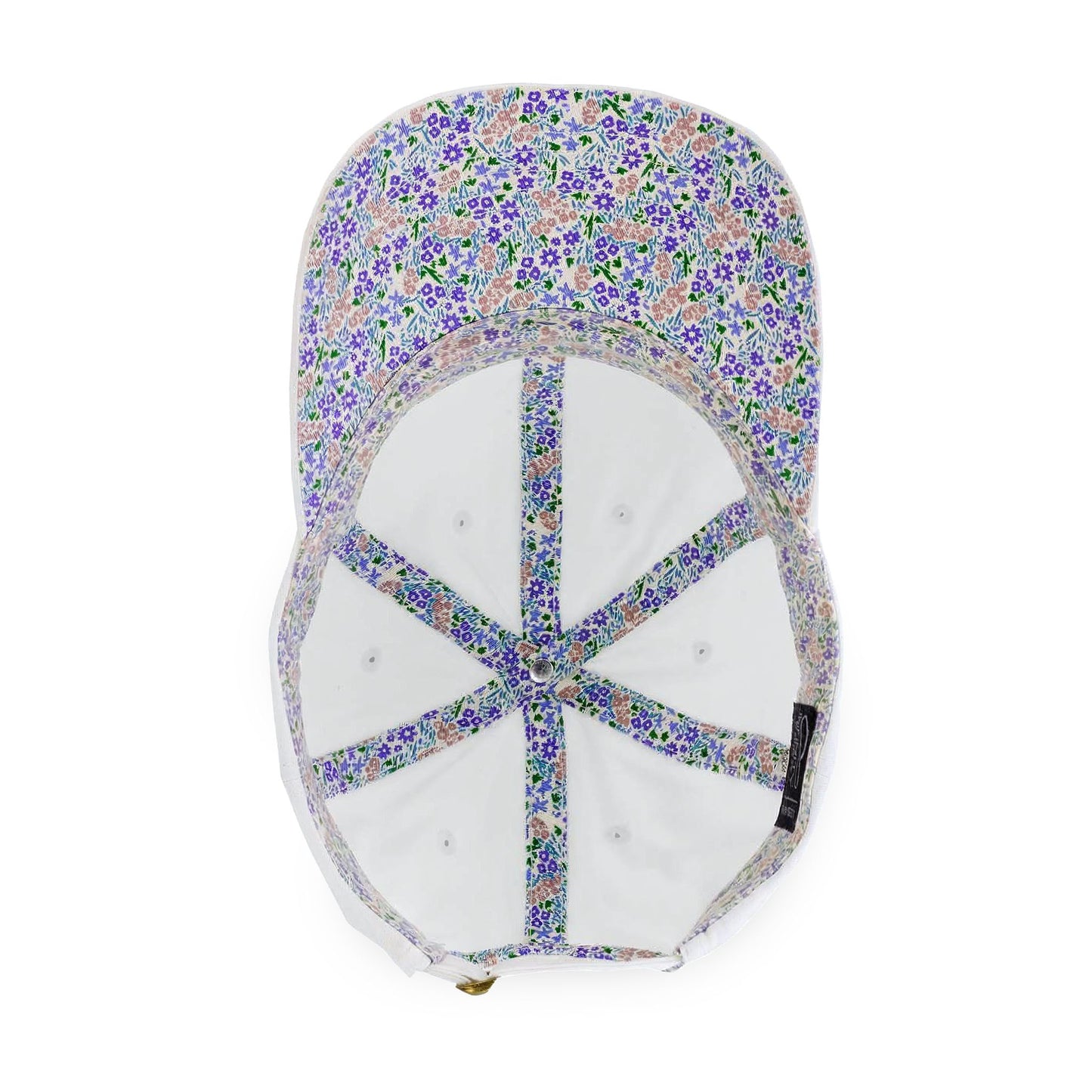 Tennis cap for women Floral-patterned cap with a peace symbol on a white background