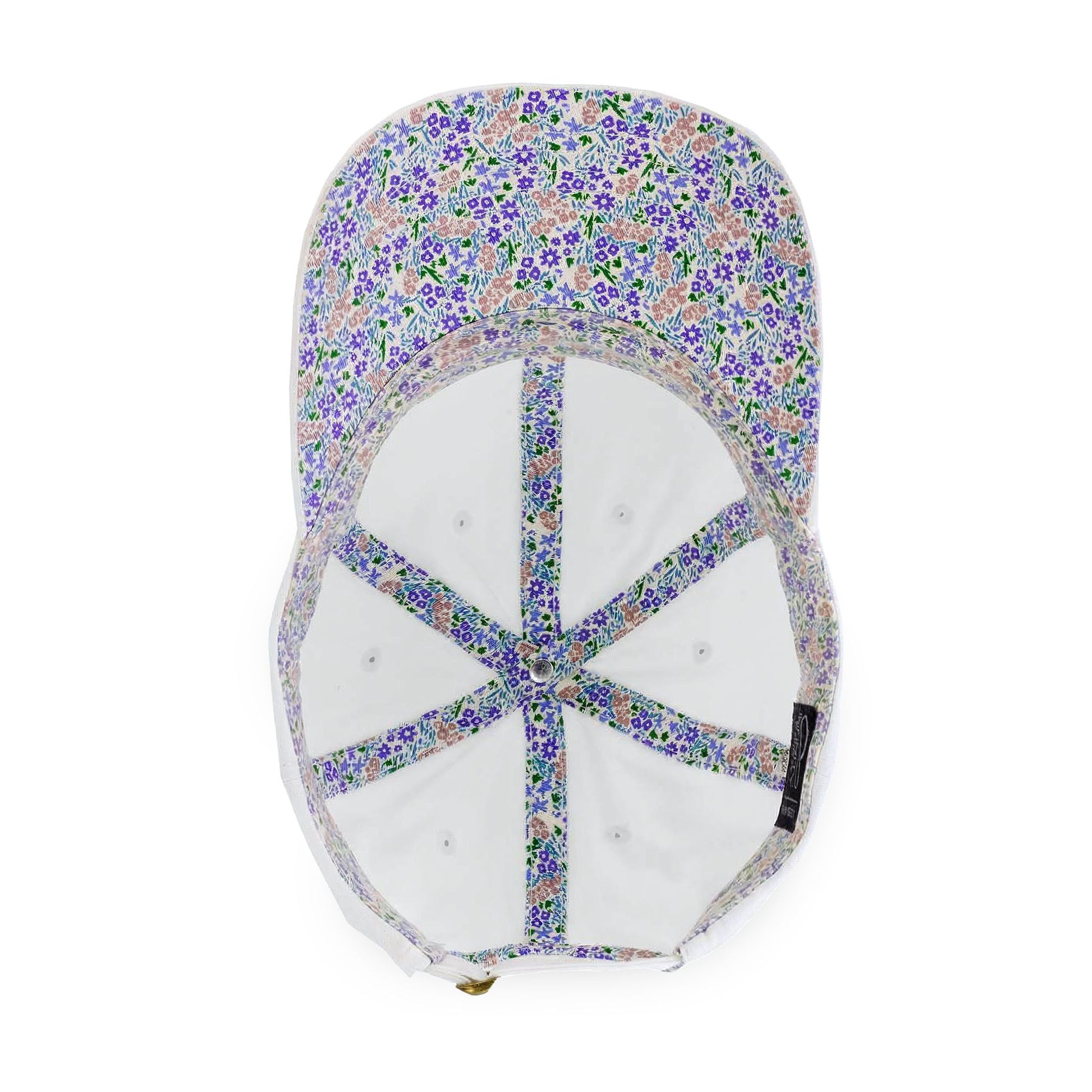 Tennis cap for women Floral-patterned cap with a peace symbol on a white background
