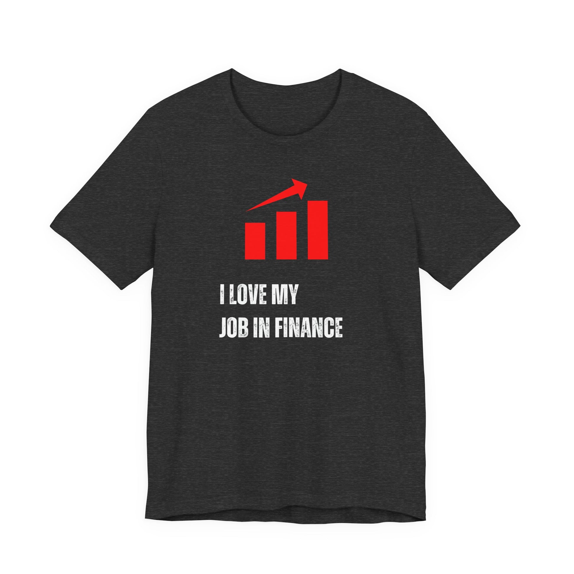 Finance Manager Shirt Black t-shirt with red and white graphic and text on a white background
