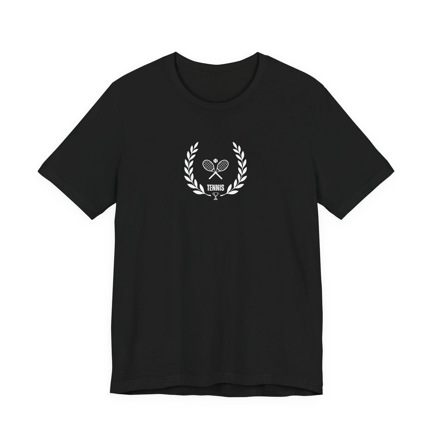 Green t-shirt with white text and design on a white background