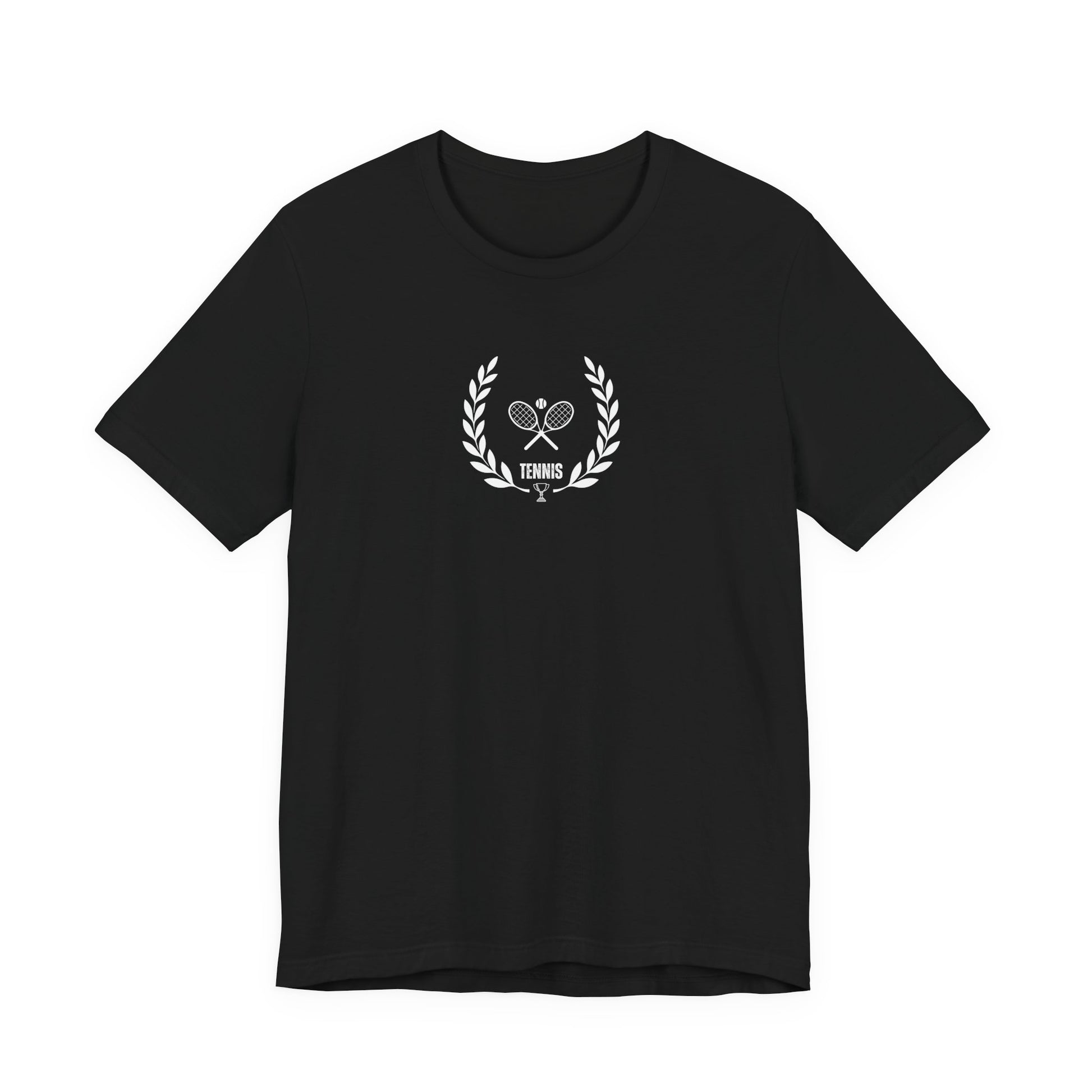 Green t-shirt with white text and design on a white background