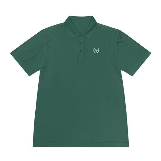 Green polo shirt with a small logo on a white background