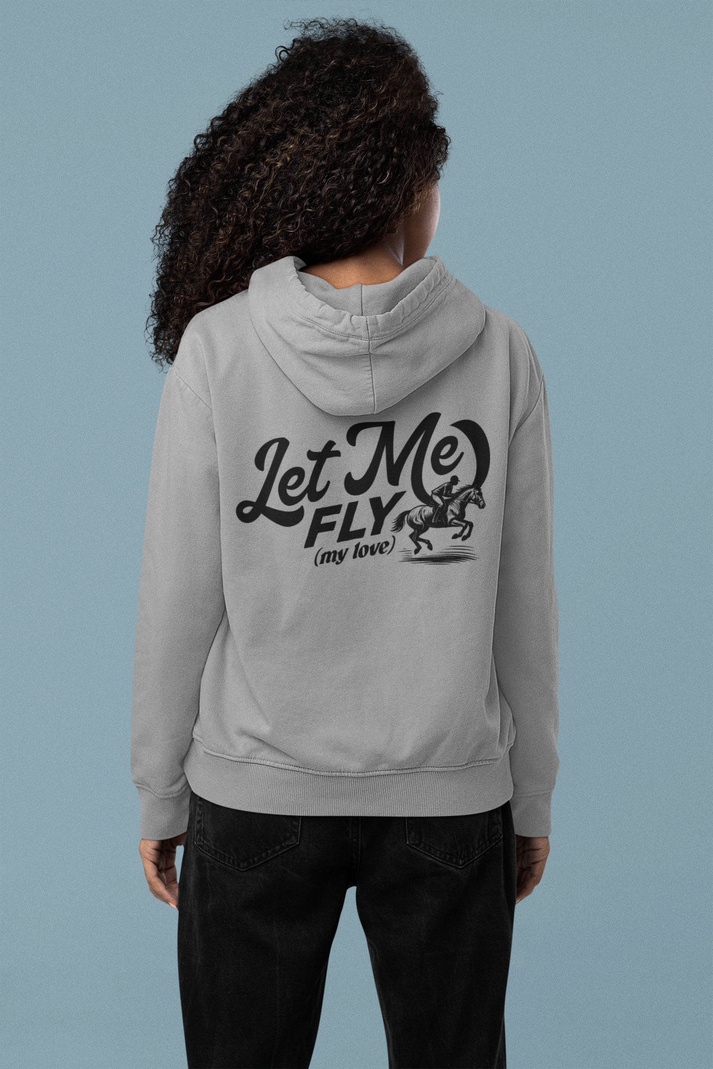 Let me fly (my love) True Love Horseshoe Hoodie - Cozy Unisex Zip Sweatshirt for Equine Lovers, Perfect Gift for Horse Riders, Valentine's Day, Casual, Birthday, Christmas