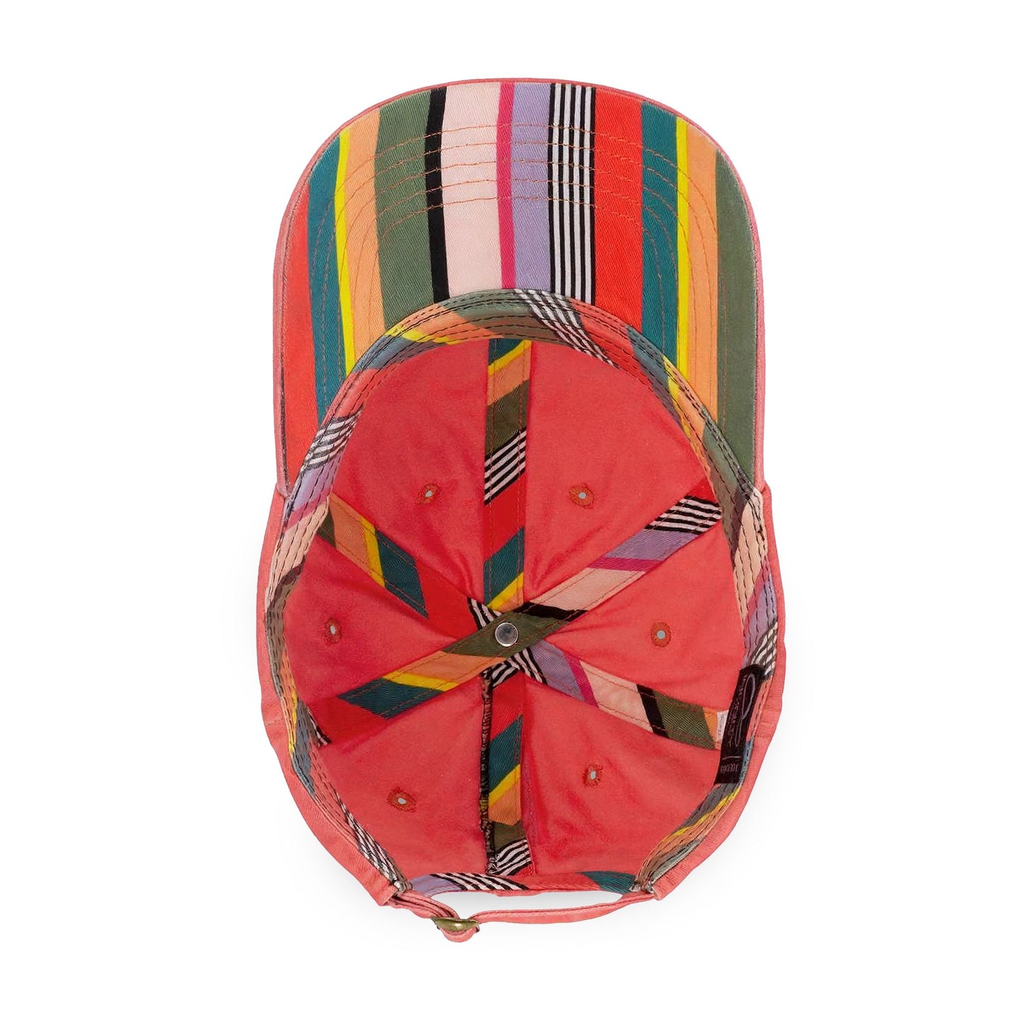 Tennis cap for women Colorful striped cap with a red base on a white background