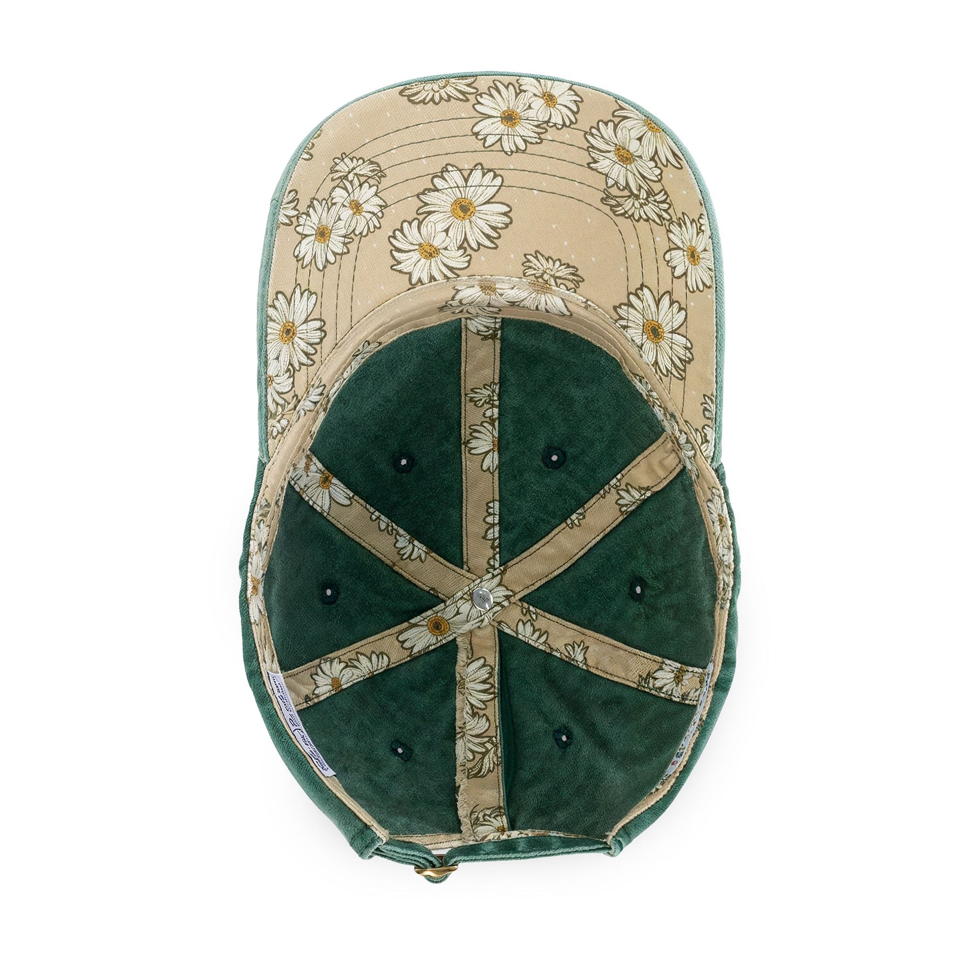 Tennis cap for women Cap with peace symbol design and floral patterns on a white background