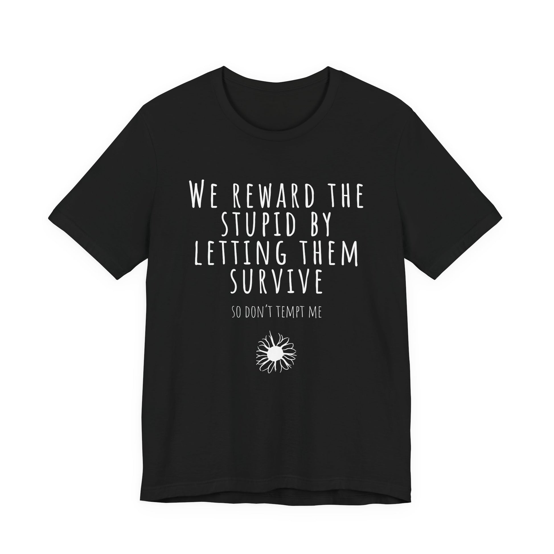 Black t-shirt with a yellow symbol on a white background