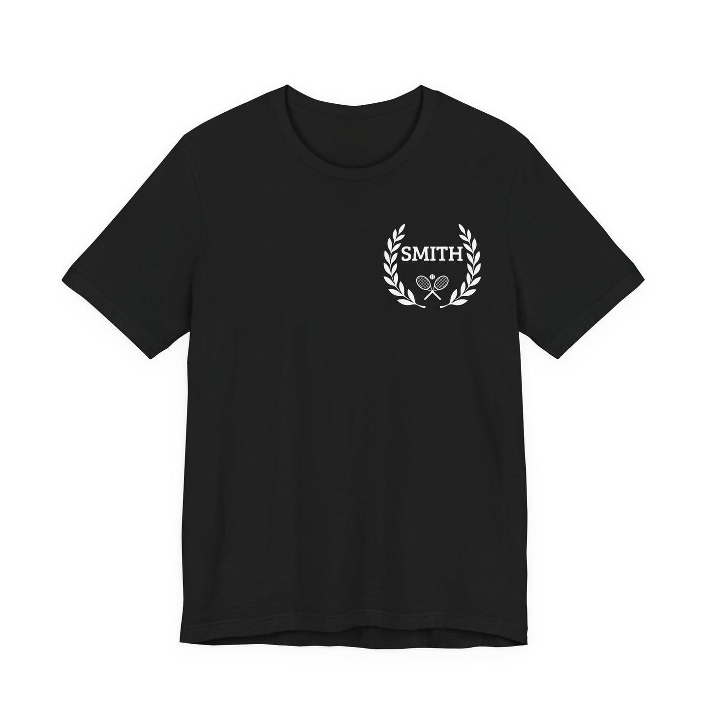 Unique gifts for tennis players Black t-shirt with a white logo on a white background