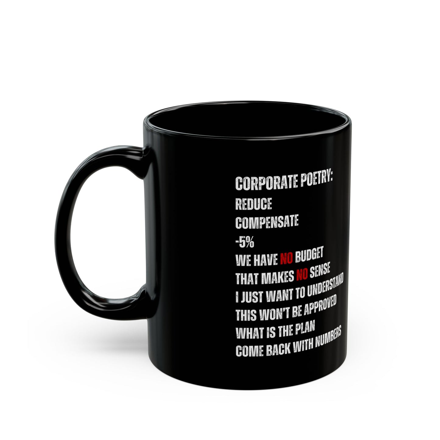 Office Controller Mug Black mug with white text on a white background