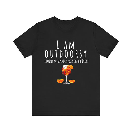Black t-shirt with a graphic of a cocktail and text on a white background