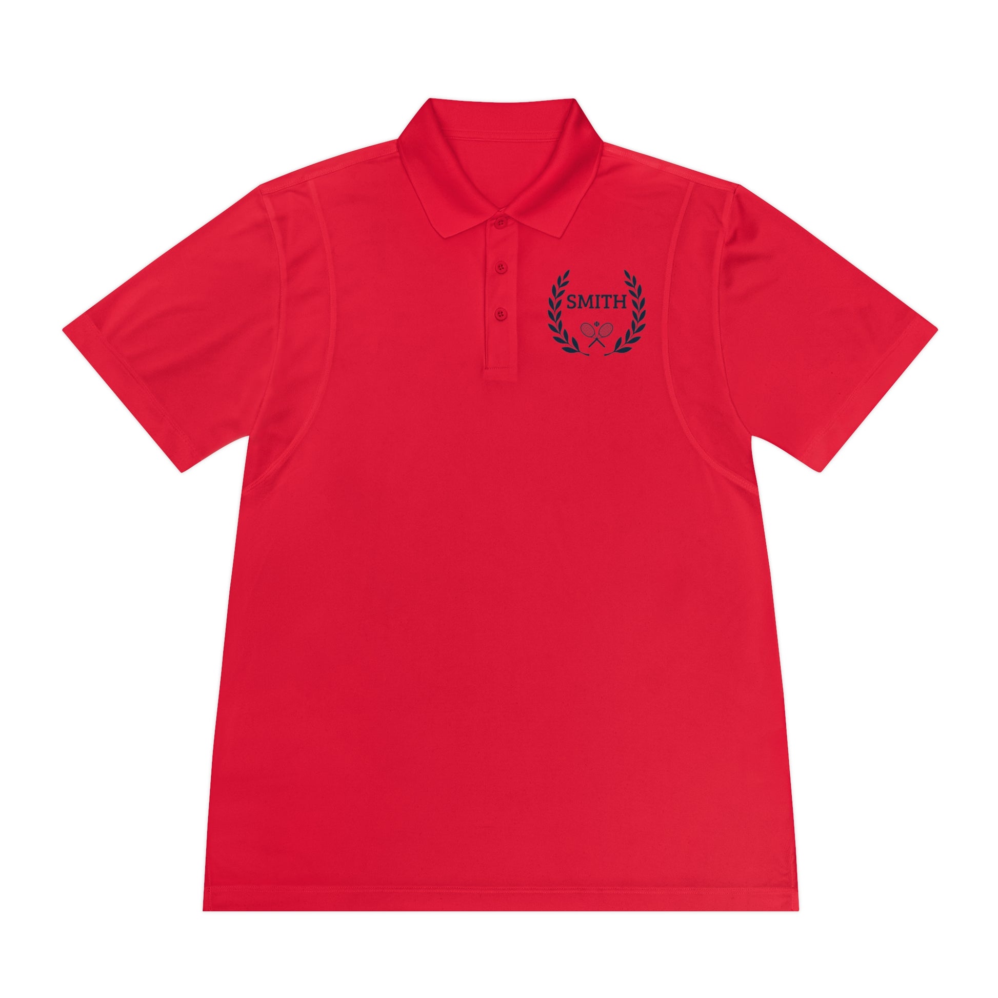 Custom tennis shirt Red polo shirt with a logo on a white background