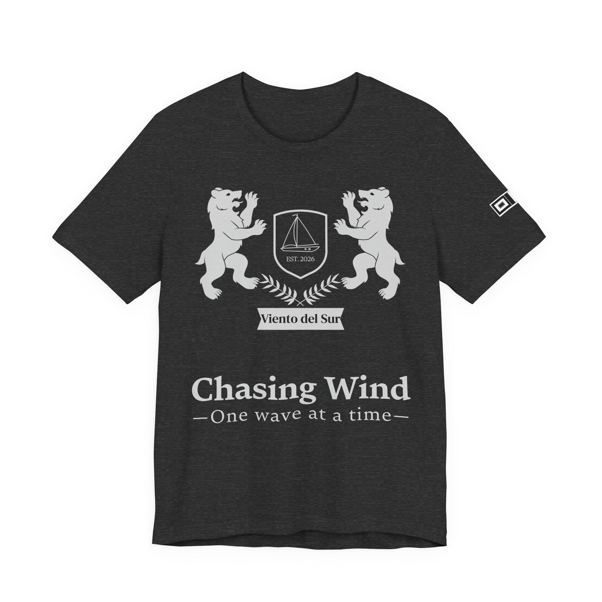 Gray t-shirt with 'Observers Observing Observers' text in red, white, and purple on a white background