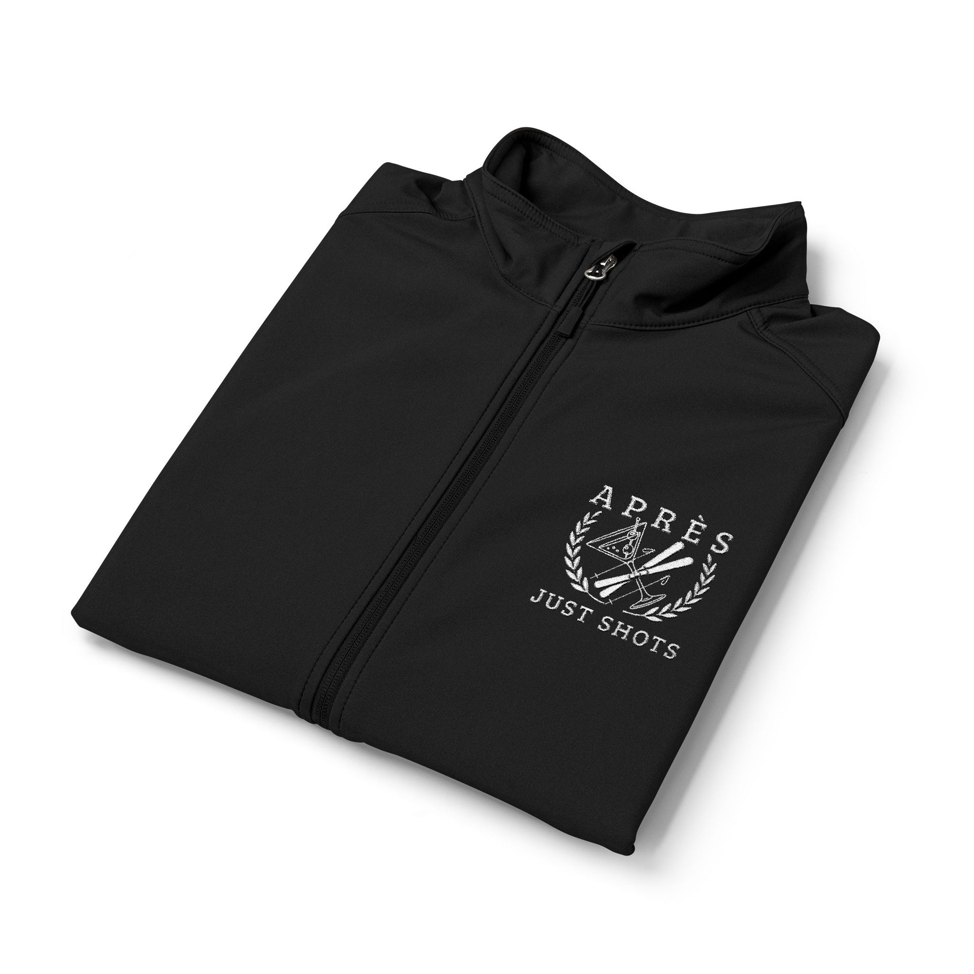 Apres Ski Sofstell Vest Folded navy blue jacket with a logo on a white background