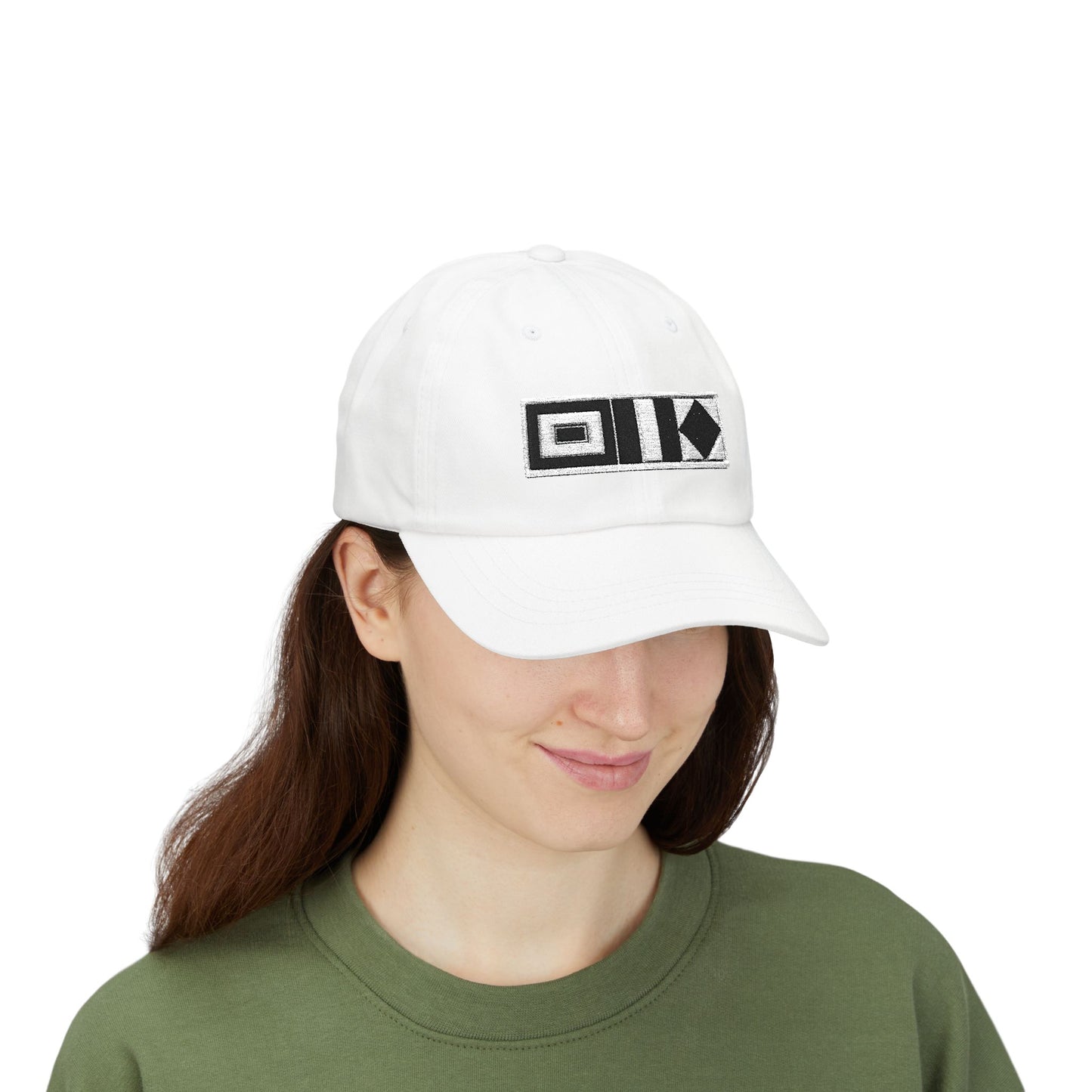 Sailing Cap Person wearing a white cap with 'Hide & Seek' logo on a white background