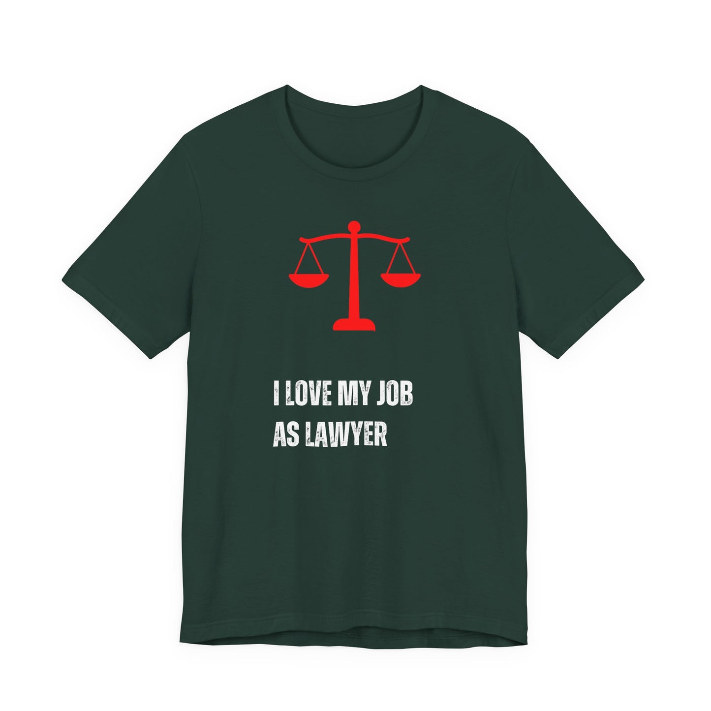Funny Lawyer Shirt Black t-shirt with red lawyer scale and white text on a white background