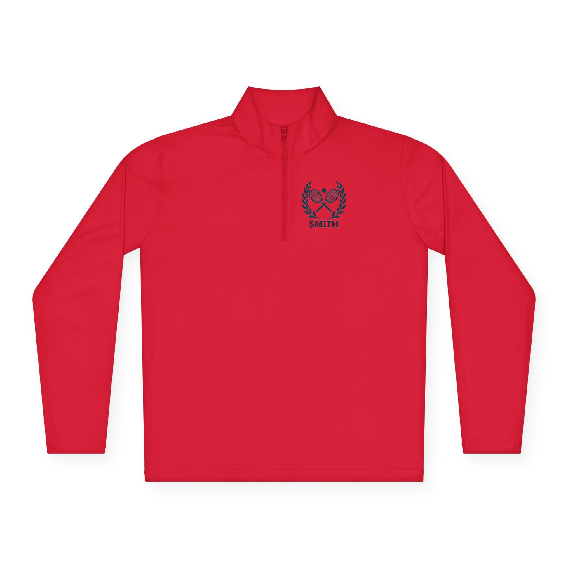 Personalized women tennis sweater Red long-sleeve shirt with number 21 on a white background