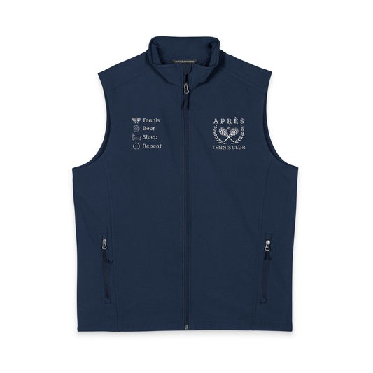Tennis Sweater Vest Gray vest with a brand logo on a white background