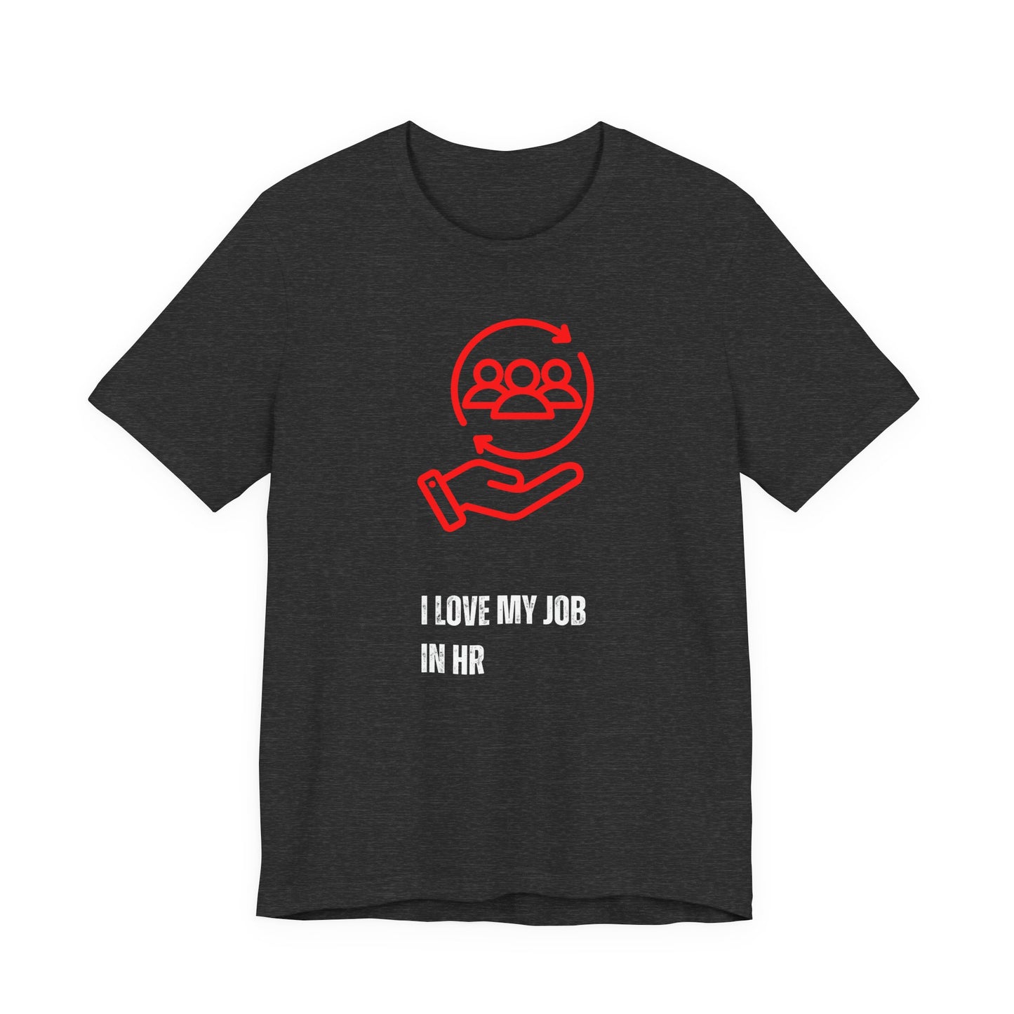 I love my Job T-Shirt Black t-shirt with red and white graphic and text on a white background