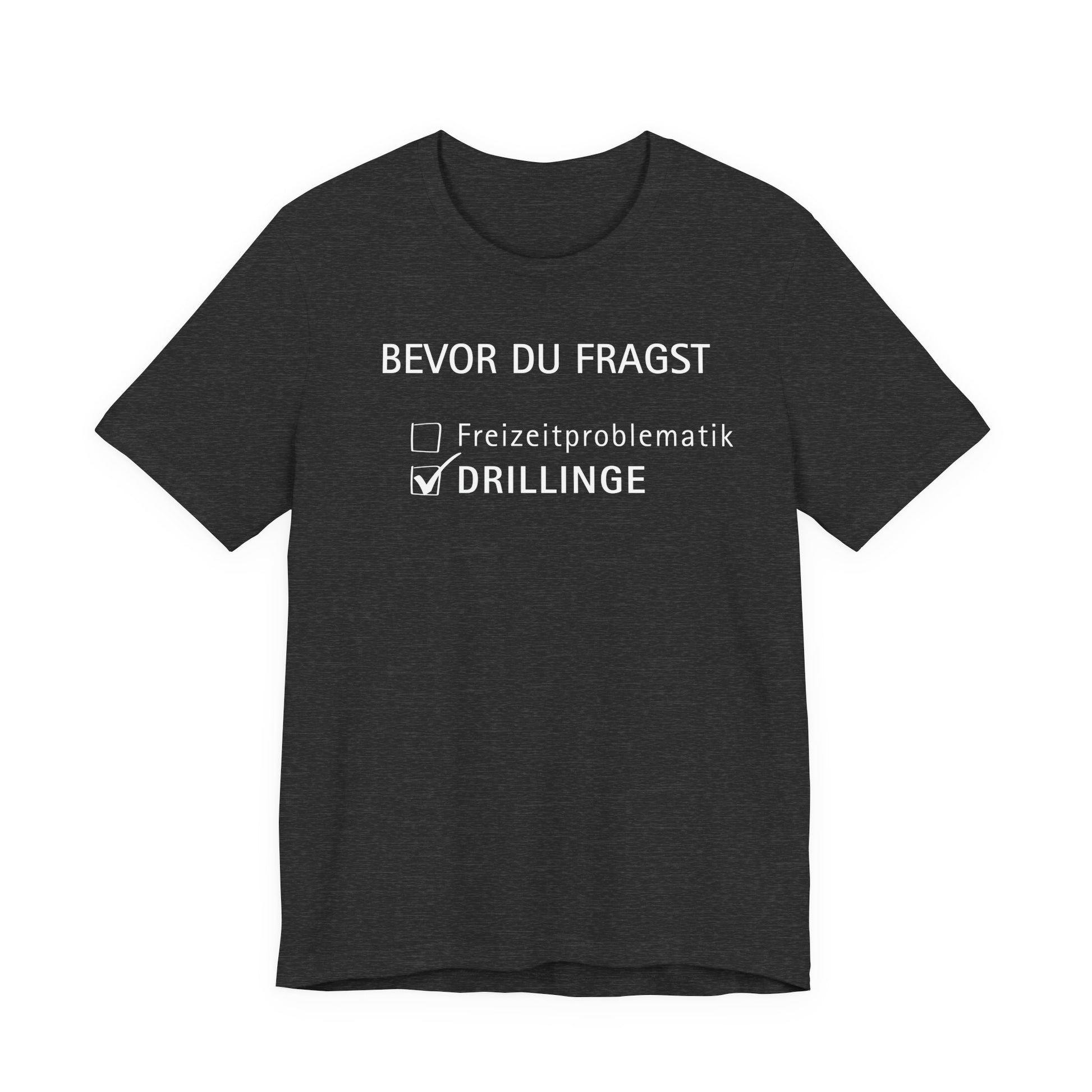 Gift for Triplets Black t-shirt with white text on a white background
