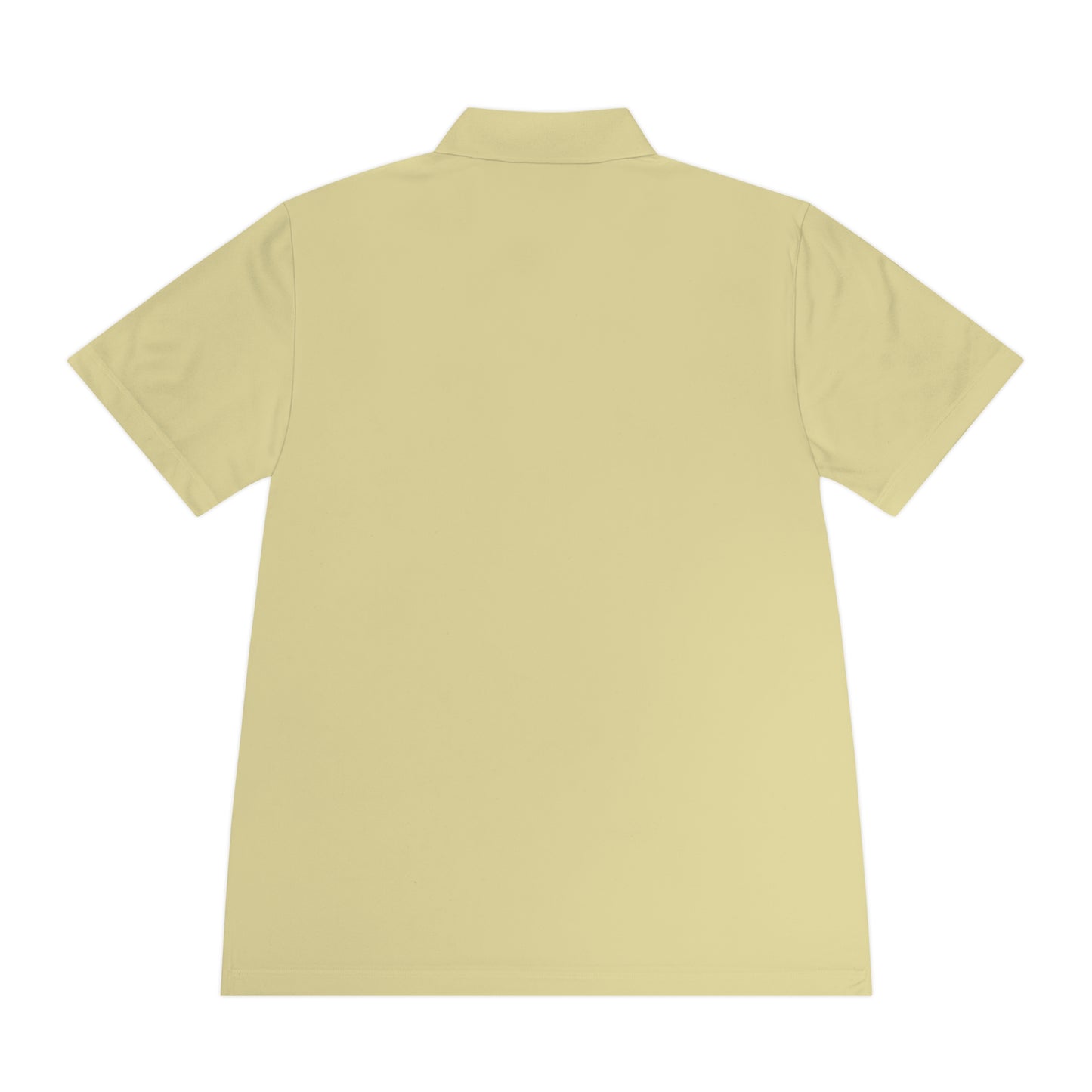 White Polo Shirt Red Horse Beige polo shirt with 'Palm' branding on the back against a white background